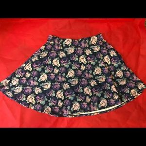 Navy Blue Floral Aline Skirt